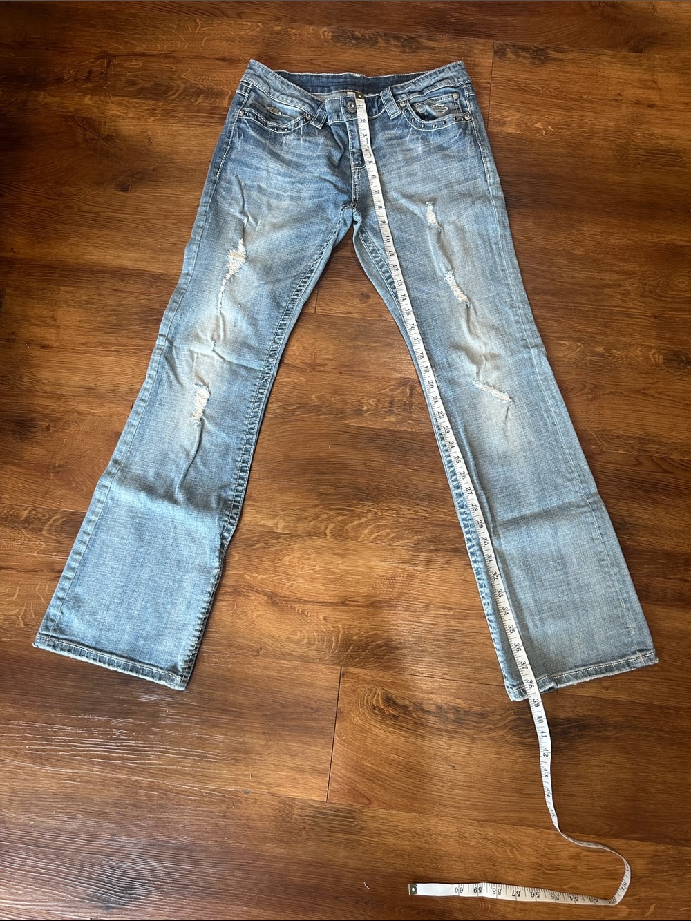 Light Wash Distressed Bootcut Jeans